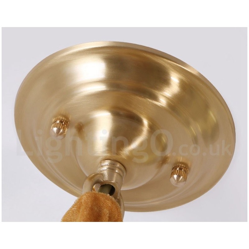 Pure Brass Rustic Lodge Nordic Style Pendant Light with Glass Shade