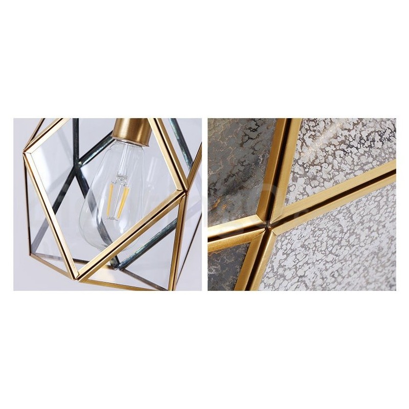 Pure Brass Rustic Lodge Nordic Style Pendant Light with Glass Shade