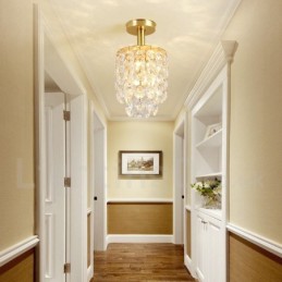 Pure Brass Rustic Lodge Nordic Style Flush Mount Crystal Ceiling Lights