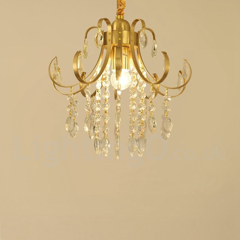 Pure Brass Rustic Lodge Nordic Style Flush Mount Crystal Ceiling Lights