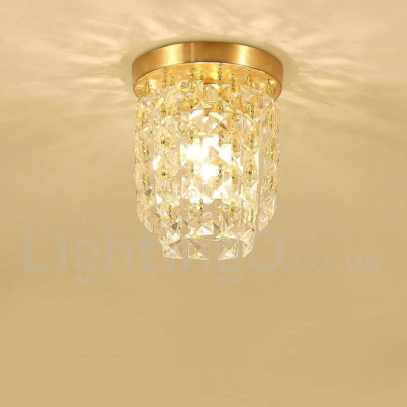 Pure Brass Rustic Lodge Nordic Style Flush Mount Crystal Ceiling Lights