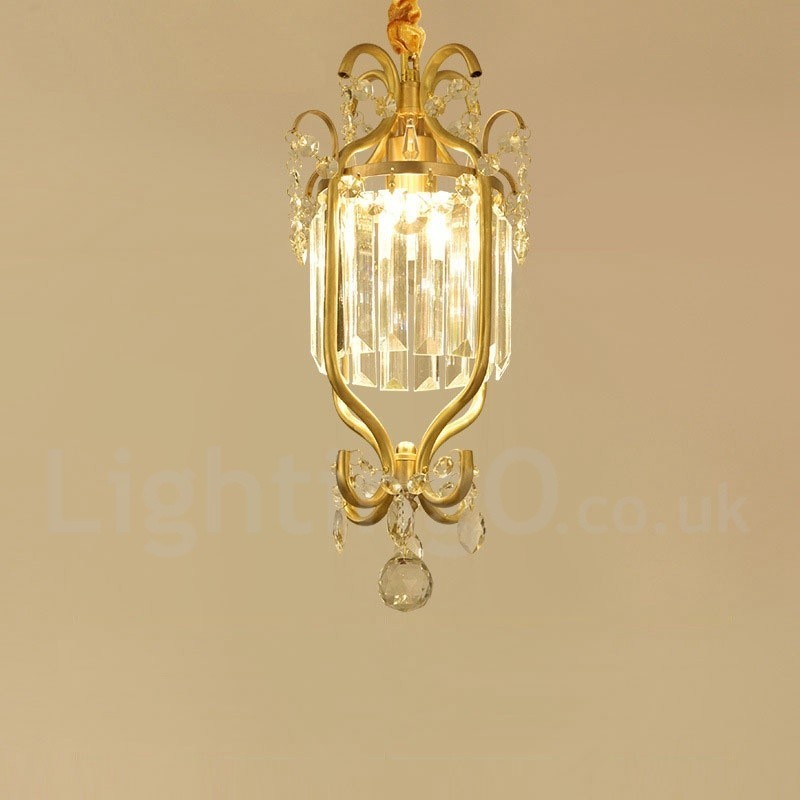 Pure Brass Rustic Lodge Nordic Style Flush Mount Crystal Ceiling Lights