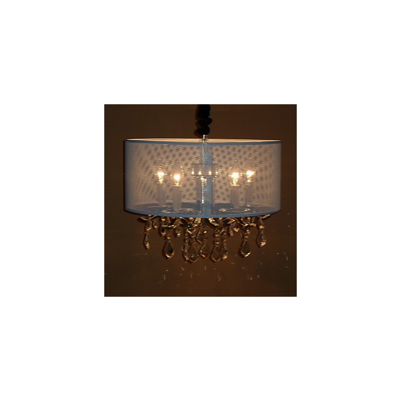 Contemporary Crystal Pendant Light with 5 Lights and Semitransparent Shade
