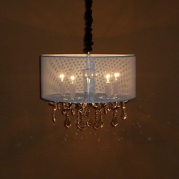 Contemporary Crystal Pendant Light with 5 Lights and Semitransparent Shade