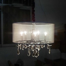 Contemporary Crystal Pendant Light with 5 Lights and Semitransparent Shade