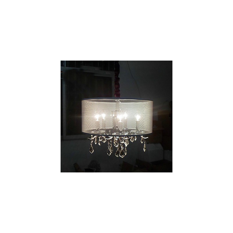 Contemporary Crystal Pendant Light with 5 Lights and Semitransparent Shade