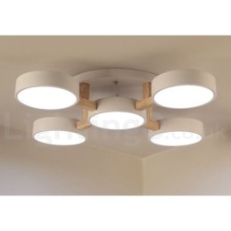Wood Chandelier Modern Contemporary Nordic Style Flush Mount Ceiling Light with Acrylic Shade