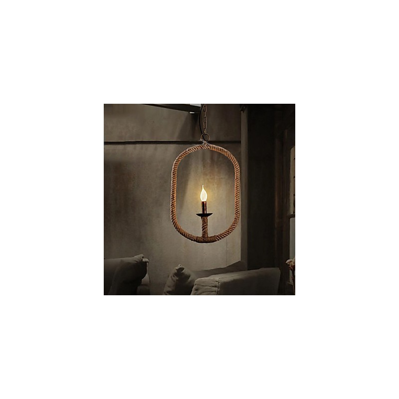 Retro 1 Lamp Hemp Rope Chandelier Retro Country Style