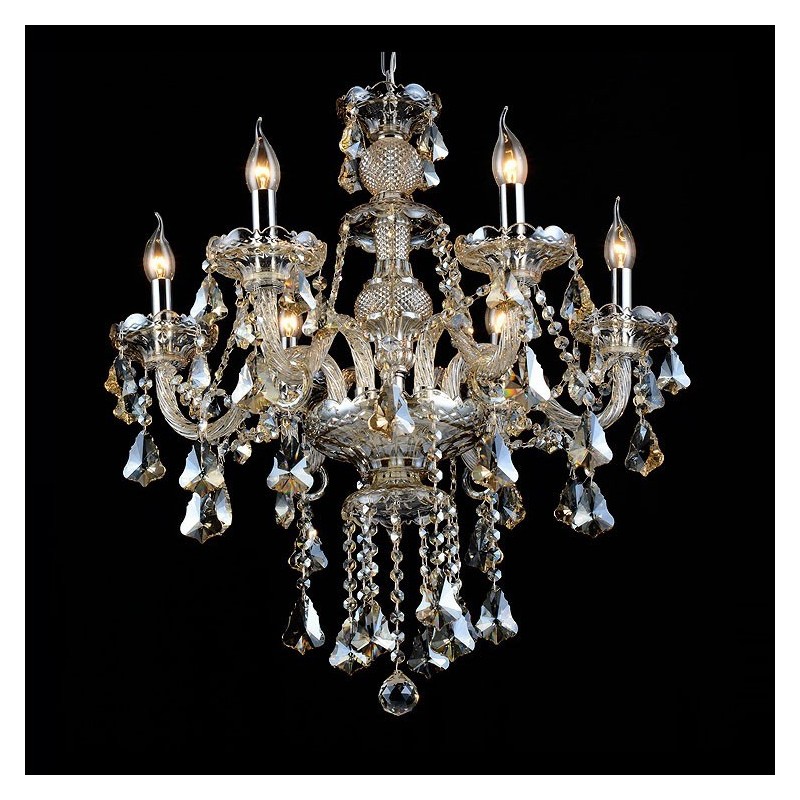 6 Lights Retro Cognac Color K9 Crystal Modern Chandelier