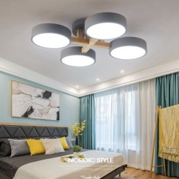 Wood Chandelier Modern Contemporary Nordic Style Flush Mount Ceiling Light with Acrylic Shade