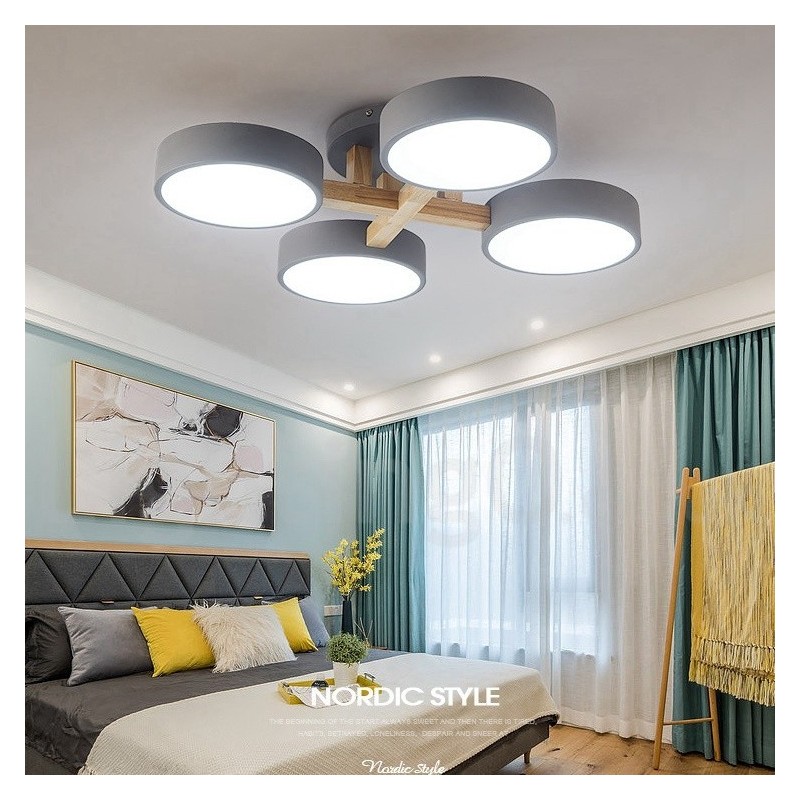 Wood Chandelier Modern Contemporary Nordic Style Flush Mount Ceiling Light with Acrylic Shade