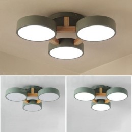 Wood Chandelier Modern Contemporary Nordic Style Flush Mount Ceiling Light with Acrylic Shade