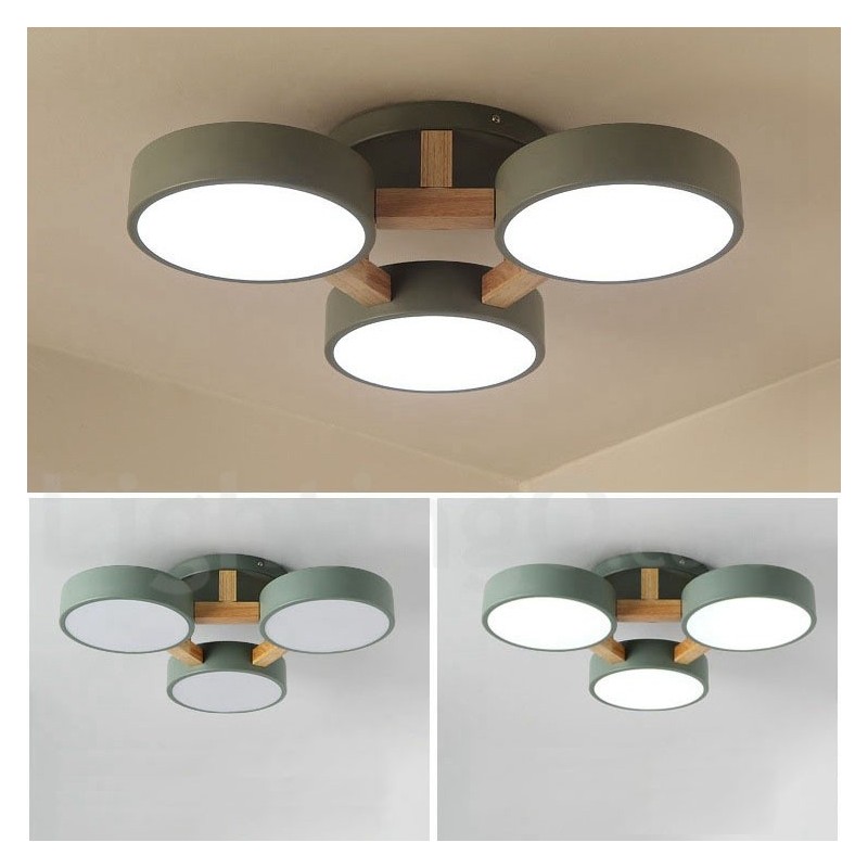 Wood Chandelier Modern Contemporary Nordic Style Flush Mount Ceiling Light with Acrylic Shade