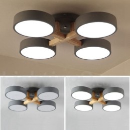 Wood Chandelier Modern Contemporary Nordic Style Flush Mount Ceiling Light with Acrylic Shade