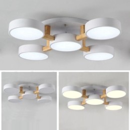 Wood Chandelier Modern Contemporary Nordic Style Flush Mount Ceiling Light with Acrylic Shade