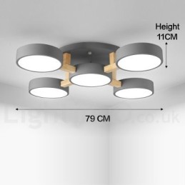 Wood Chandelier Modern Contemporary Nordic Style Flush Mount Ceiling Light with Acrylic Shade