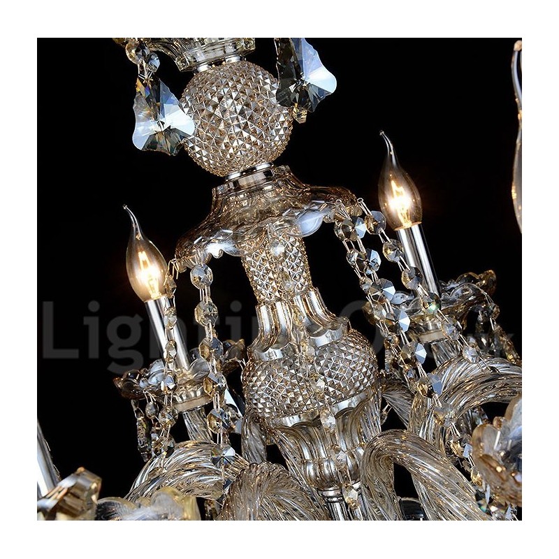 6 Lights Retro Cognac Color K9 Crystal Modern Chandelier