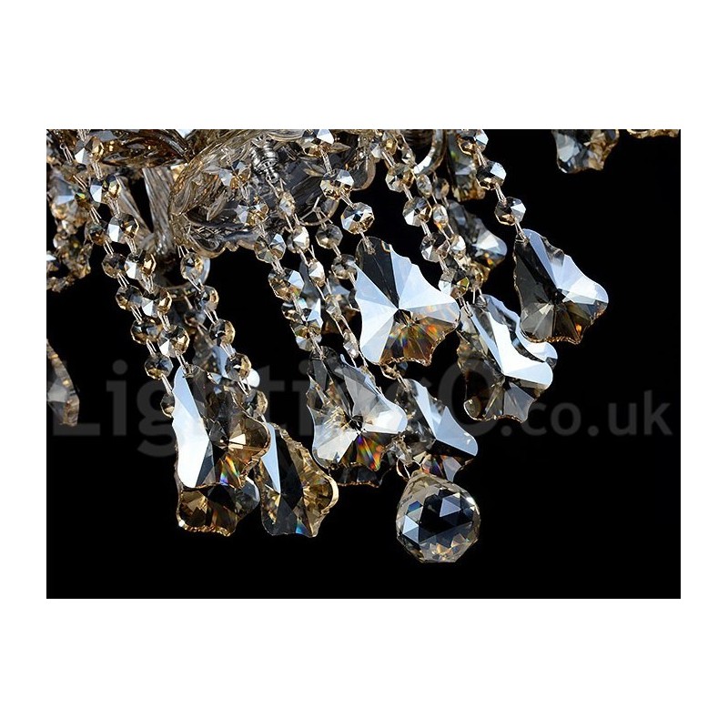 6 Lights Retro Cognac Color K9 Crystal Modern Chandelier