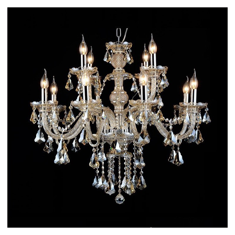 12 Lights Retro Cognac Color K9 Crystal Modern Chandelier