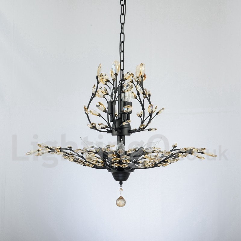 Crystal Iron Painting Chandelier with Crystal Modern Lighting Lamp