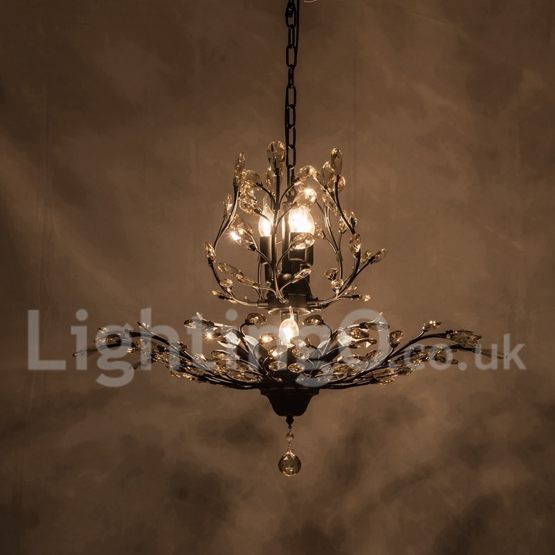 Crystal Iron Painting Chandelier with Crystal Modern Lighting Lamp