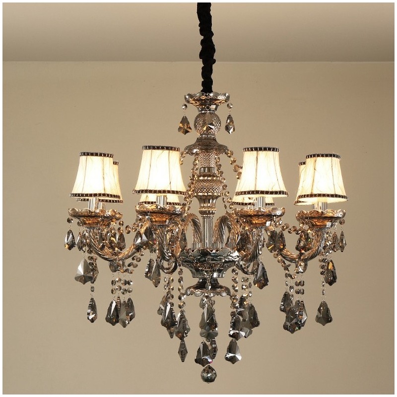 8 Lights Retro Grey Color K9 Crystal Candle Chandelier