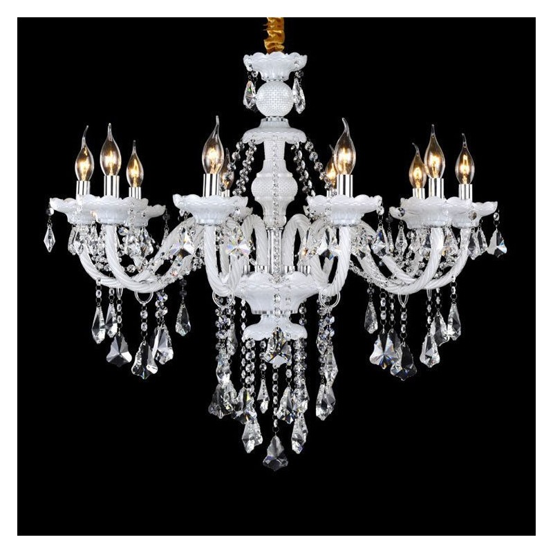 Retro White Colour K9 Clear Crystal Candle Chandelier