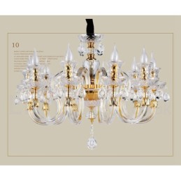 Retro Gold Colour K9 Clear Crystal Candle Chandelier