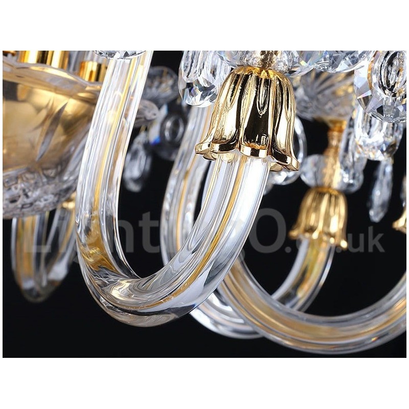 Retro Gold Colour K9 Clear Crystal Candle Chandelier