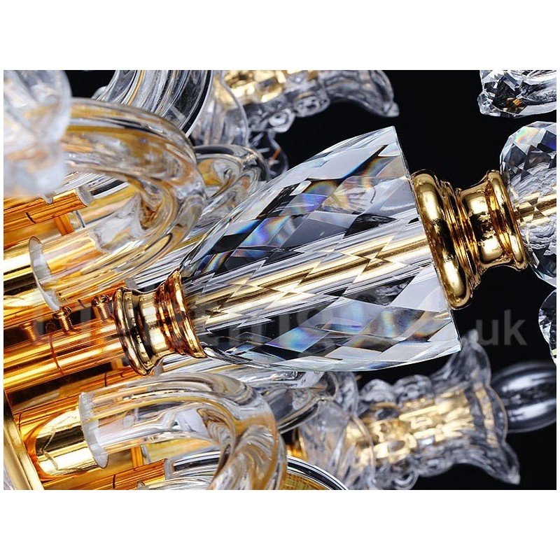 Retro Gold Colour K9 Clear Crystal Candle Chandelier