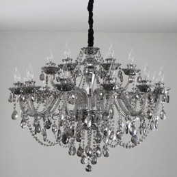 18 Lights Retro Grey Colour K9 Crystal Candle Large Chandelier