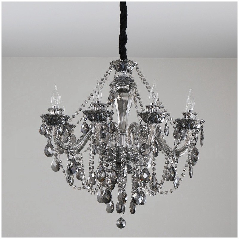 8 Lights Retro Grey Colour K9 Crystal Candle Large Chandelier