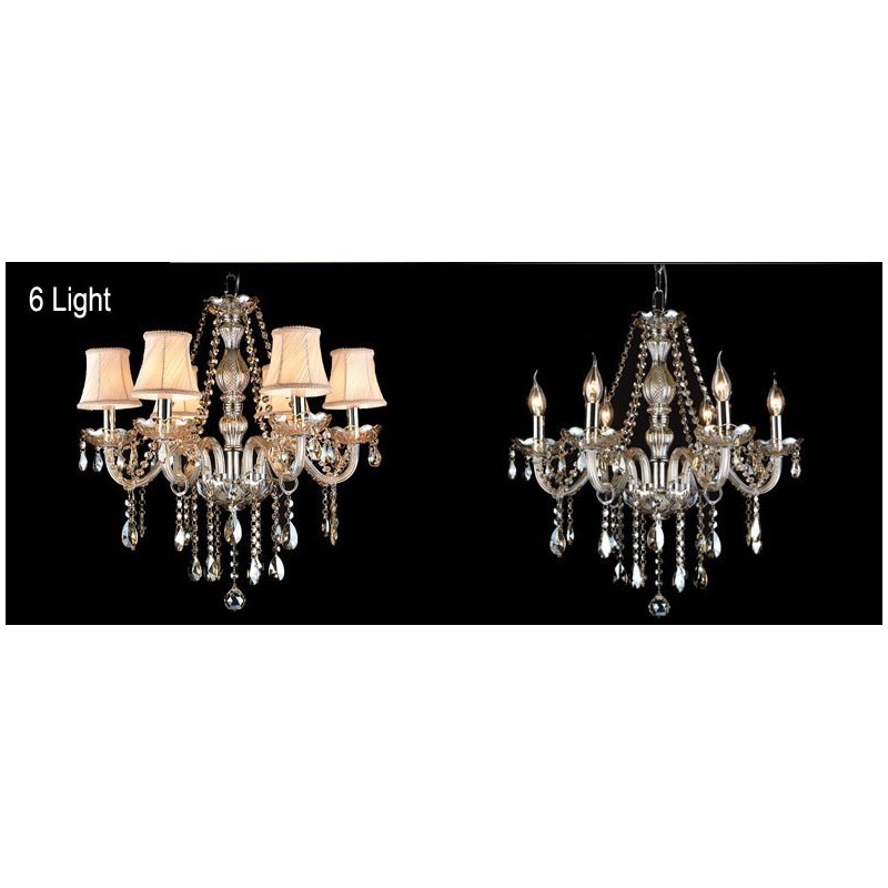 Cognac Colour Candle Large K9 Crystal Chandelier with Shades