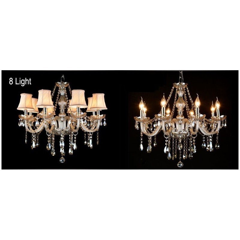 Cognac Colour Candle Large K9 Crystal Chandelier with Shades