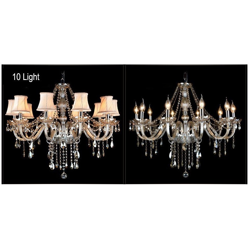 Cognac Colour Candle Large K9 Crystal Chandelier with Shades