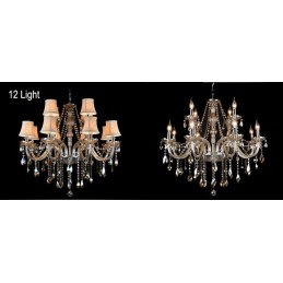 Cognac Colour Candle Large K9 Crystal Chandelier with Shades