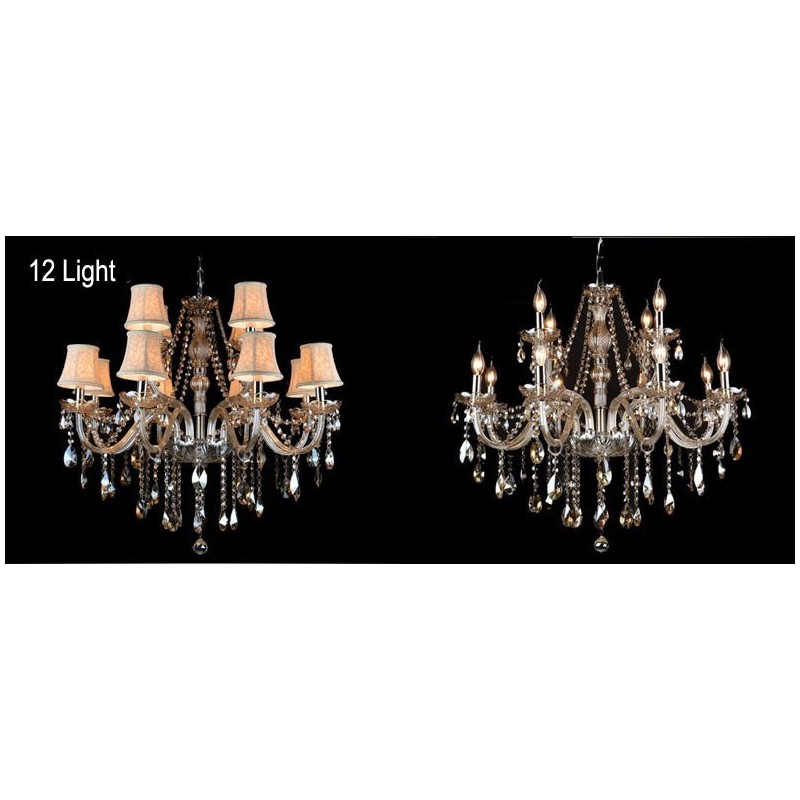 Cognac Colour Candle Large K9 Crystal Chandelier with Shades