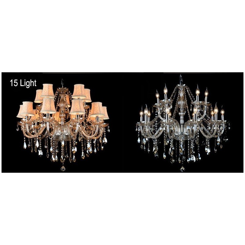 Cognac Colour Candle Large K9 Crystal Chandelier with Shades