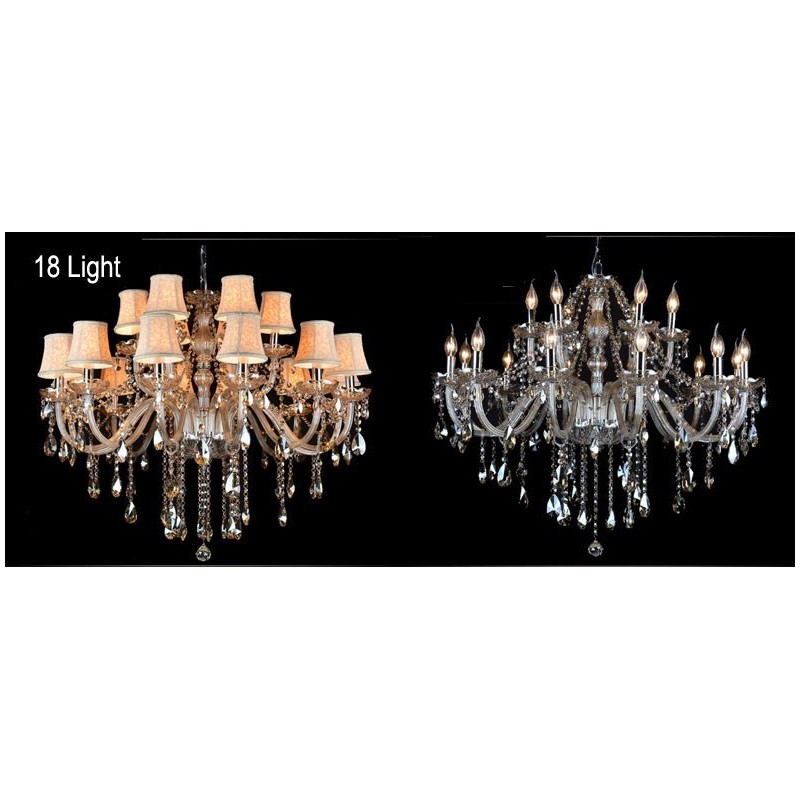 Cognac Colour Candle Large K9 Crystal Chandelier with Shades
