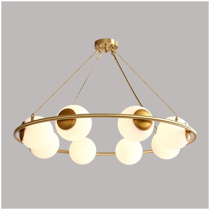 Pure Brass Bean Style Rustic Lodge Round Chandelier with White Shades