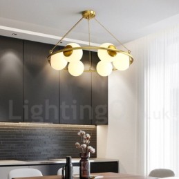 Pure Brass Bean Style Rustic Lodge Round Chandelier with White Shades