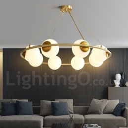 Pure Brass Bean Style Rustic Lodge Round Chandelier with White Shades
