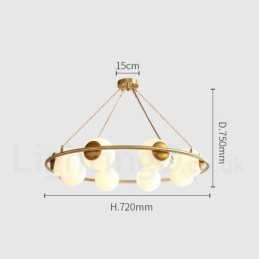Pure Brass Bean Style Rustic Lodge Round Chandelier with White Shades