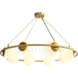 Pure Brass Bean Style Rustic Lodge Round Chandelier with White Shades