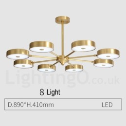 Pure Brass Rustic Lodge Rotatable Chandelier with Acrylic Shades