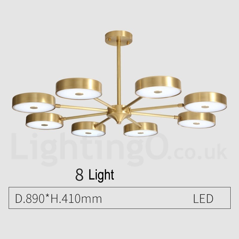 Pure Brass Rustic Lodge Rotatable Chandelier with Acrylic Shades