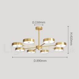 Pure Brass Rustic Lodge Rotatable Chandelier with Acrylic Shades