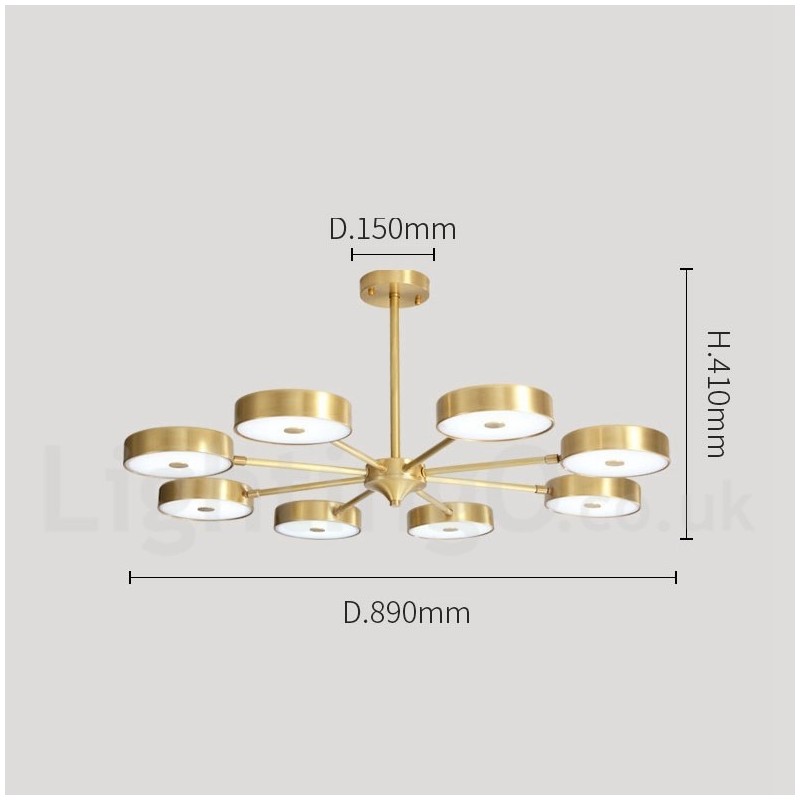 Pure Brass Rustic Lodge Rotatable Chandelier with Acrylic Shades