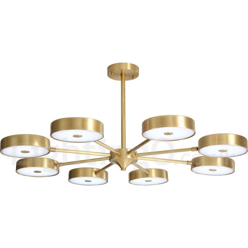 Pure Brass Rustic Lodge Rotatable Chandelier with Acrylic Shades