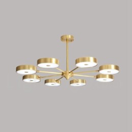 Pure Brass Rustic Lodge Rotatable Chandelier with Acrylic Shades